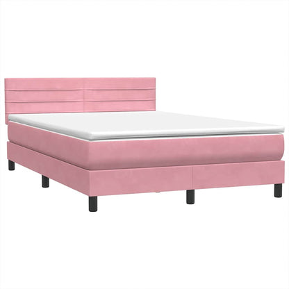 Letto a Molle con Materasso e LED Rosa 160x210 cm in Velluto