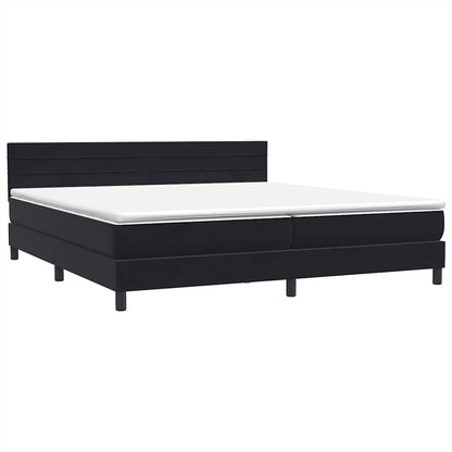 Letto a Molle con Materasso e LED Nero 180x210 cm in Velluto