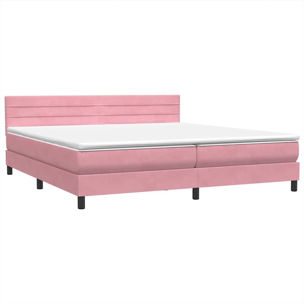 Letto a Molle con Materasso e LED Rosa 180x210 cm in Velluto