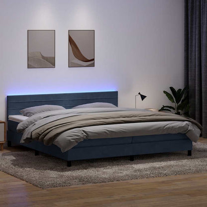 Letto a Molle con Materasso e LED Grigio Scuro 200x210 cm Velluto
