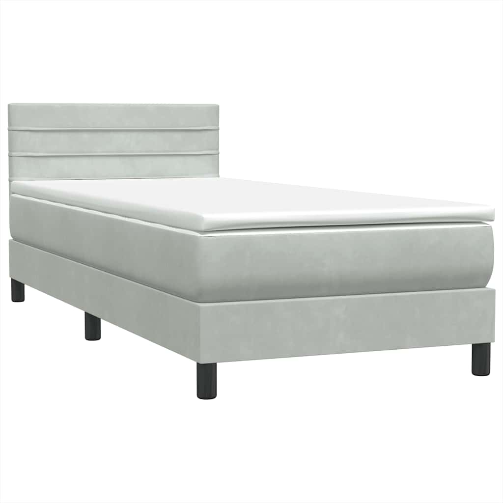 Letto a Molle con Materasso e LED Grigio Chiaro 80x220 cm Velluto