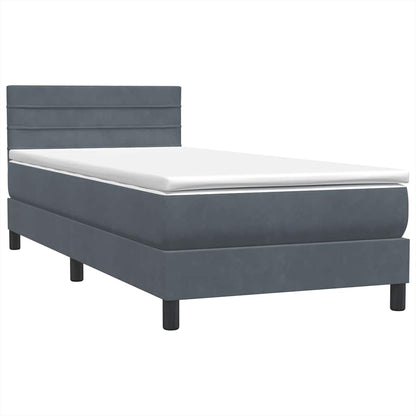 Letto a Molle con Materasso e LED Grigio Scuro 80x220 cm Velluto