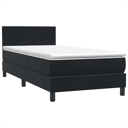 Letto a Molle con Materasso e LED Nero 80x220 cm Velluto