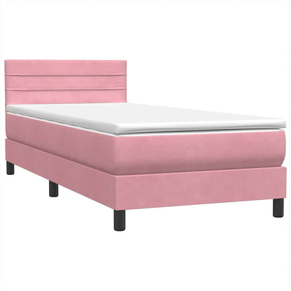 Letto a Molle con Materasso e LED Rosa 80x220 cm Velluto
