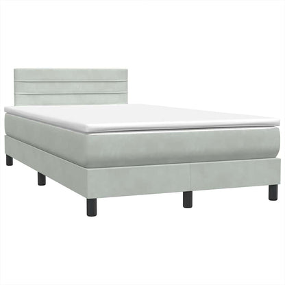 Letto a Molle con Materasso e LED Grigio Chiaro 120x220cm Velluto