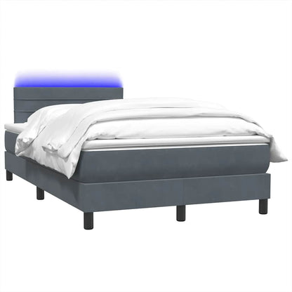 Letto a Molle con Materasso e LED Grigio Scuro 120x220 cm Velluto