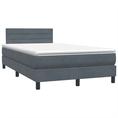 Letto a Molle con Materasso e LED Grigio Scuro 120x220 cm Velluto