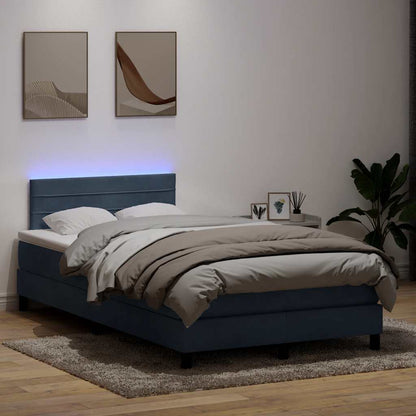 Letto a Molle con Materasso e LED Grigio Scuro 120x220 cm Velluto
