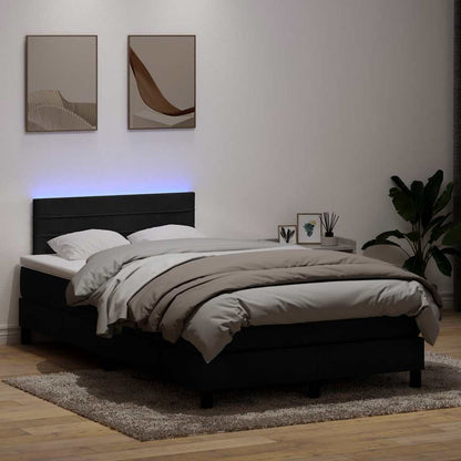 Letto a Molle con Materasso e LED Nero 120x220 cm in Velluto