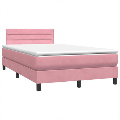 Letto a Molle con Materasso e LED Rosa 120x220 cm in Velluto