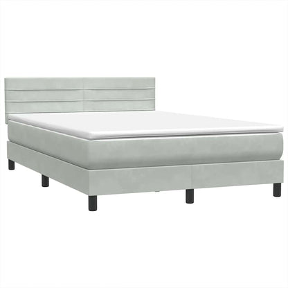 Letto a Molle con Materasso e LED Grigio Chiaro 140x220cm Velluto