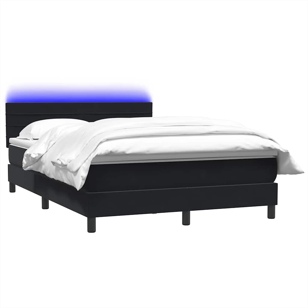 Letto a Molle con Materasso e LED Nero 140x220 cm in Velluto