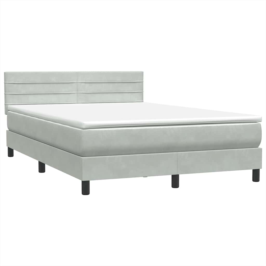 Letto a Molle con Materasso e LED Grigio Chiaro 160x220cm Velluto
