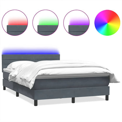 Letto a Molle con Materasso e LED Grigio Scuro 160x220 cm Velluto