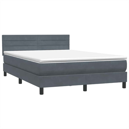 Letto a Molle con Materasso e LED Grigio Scuro 160x220 cm Velluto