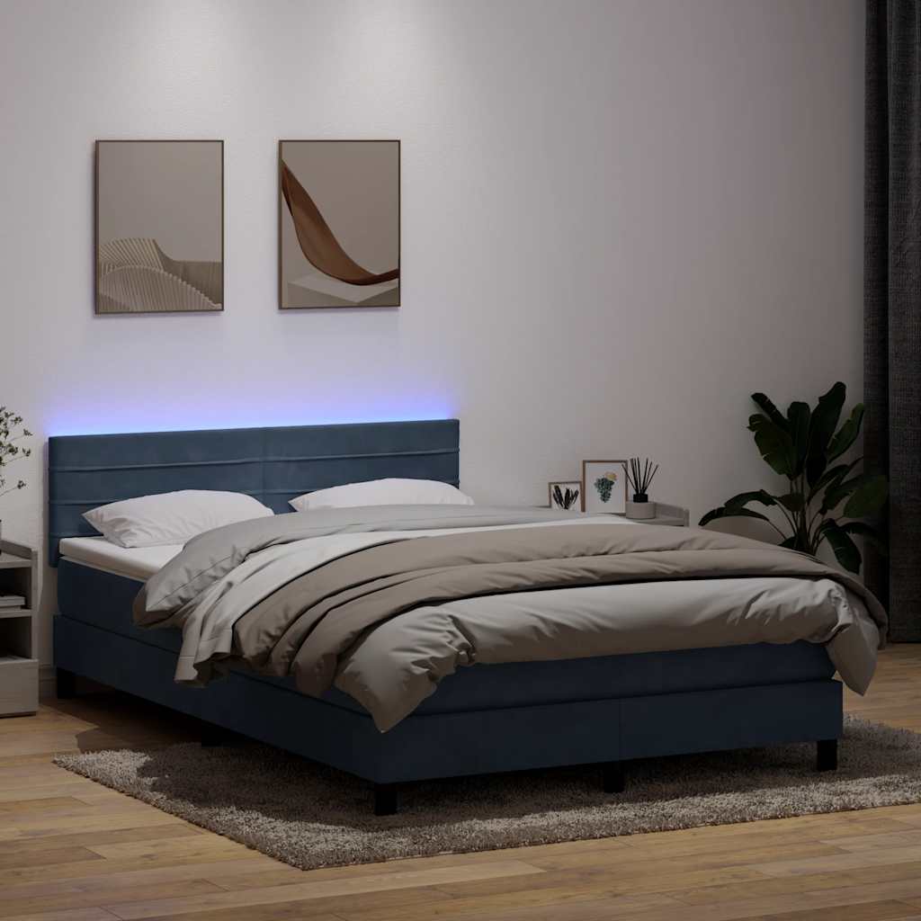 Letto a Molle con Materasso e LED Grigio Scuro 160x220 cm Velluto