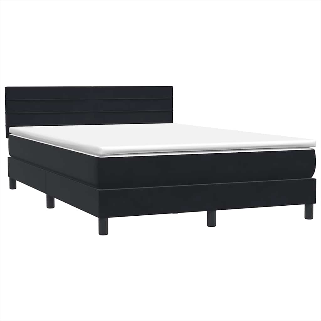 Letto a Molle con Materasso e LED Nero 160x220 cm in Velluto