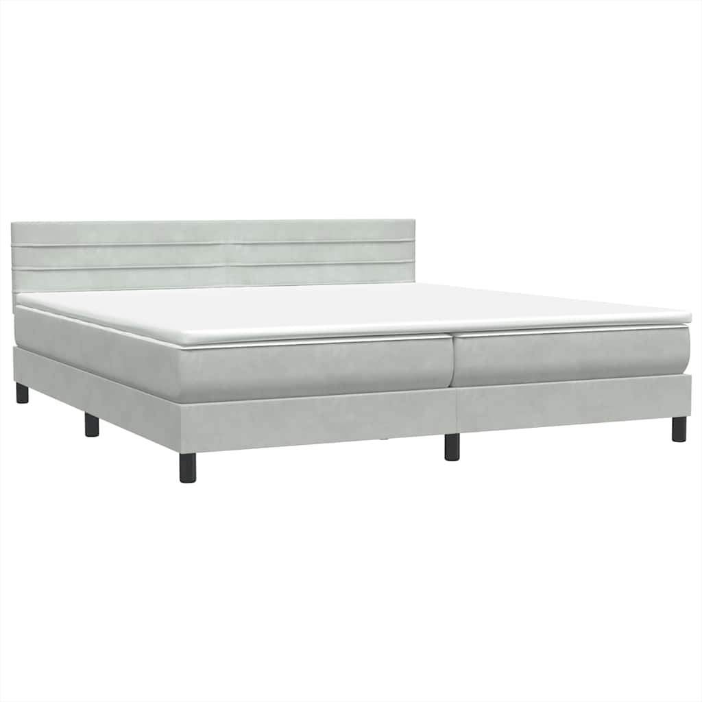Letto a Molle con Materasso e LED Grigio Chiaro 180x220cm Velluto