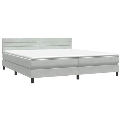 Letto a Molle con Materasso e LED Grigio Chiaro 200x220cm Velluto