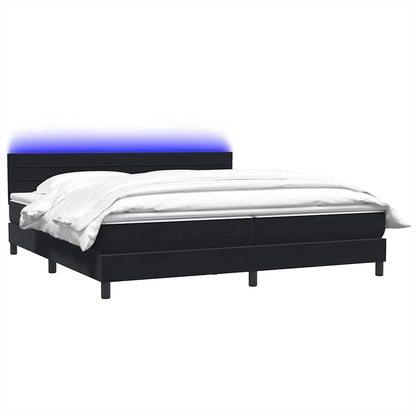 Letto a Molle con Materasso e LED Nero 200x220 cm in Velluto