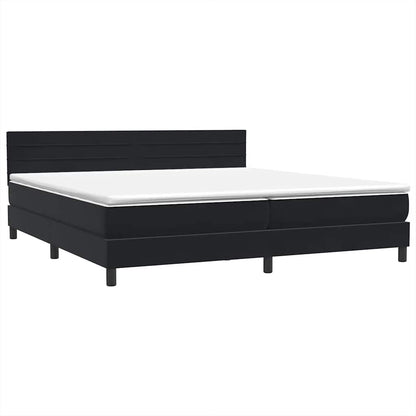 Letto a Molle con Materasso e LED Nero 200x220 cm in Velluto