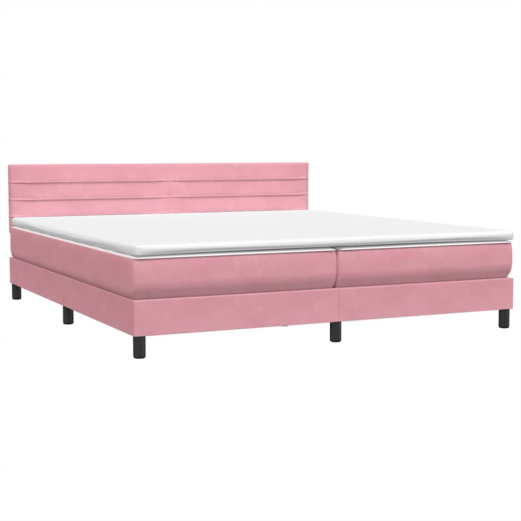 Letto a Molle con Materasso e LED Rosa 200x220 cm in Velluto