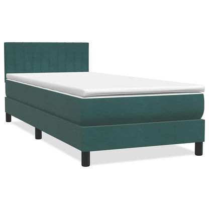 Letto a Molle con Materasso e LED Verde Scuro 80x210 cm Velluto