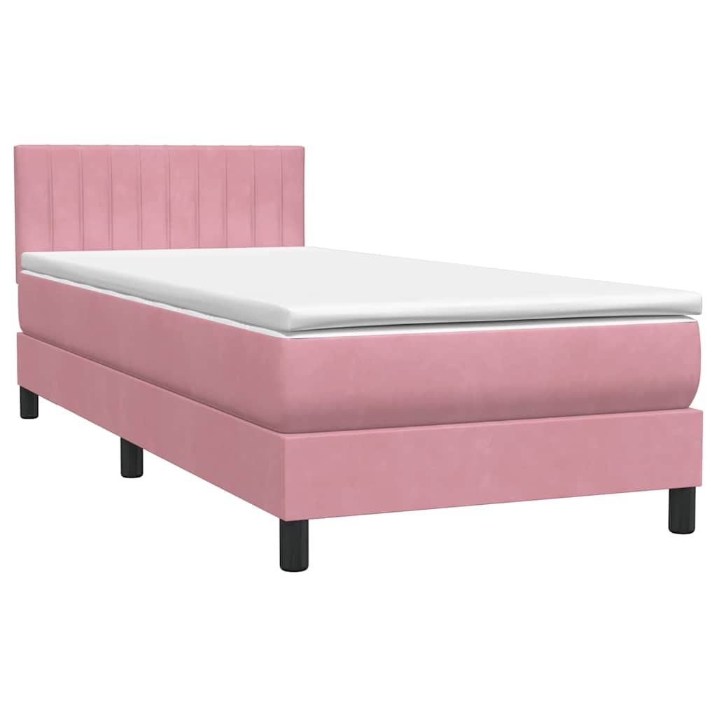 Letto a Molle con Materasso e LED Rosa 80x210 cm Velluto