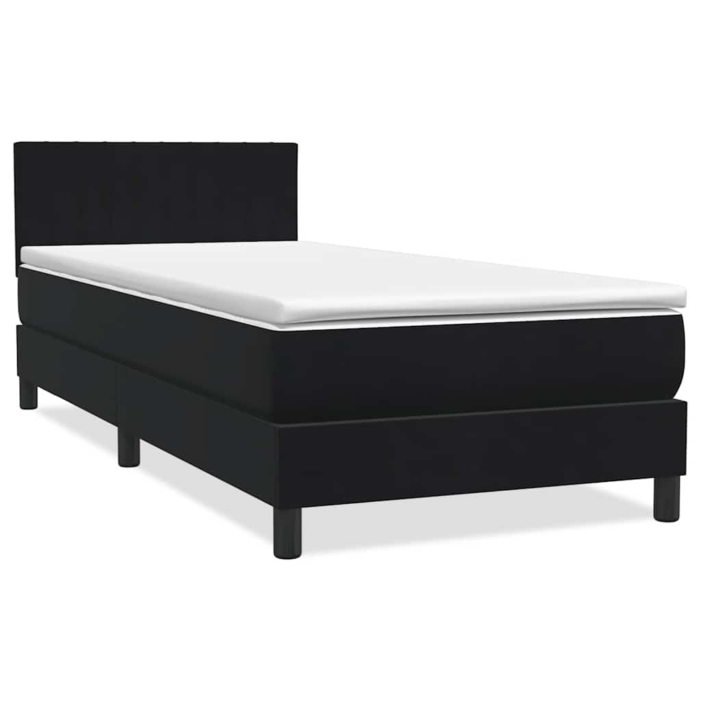 Letto a Molle con Materasso e LED Nero 90x210 cm in Velluto