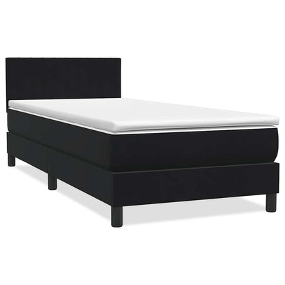 Letto a Molle con Materasso e LED Nero 90x210 cm in Velluto