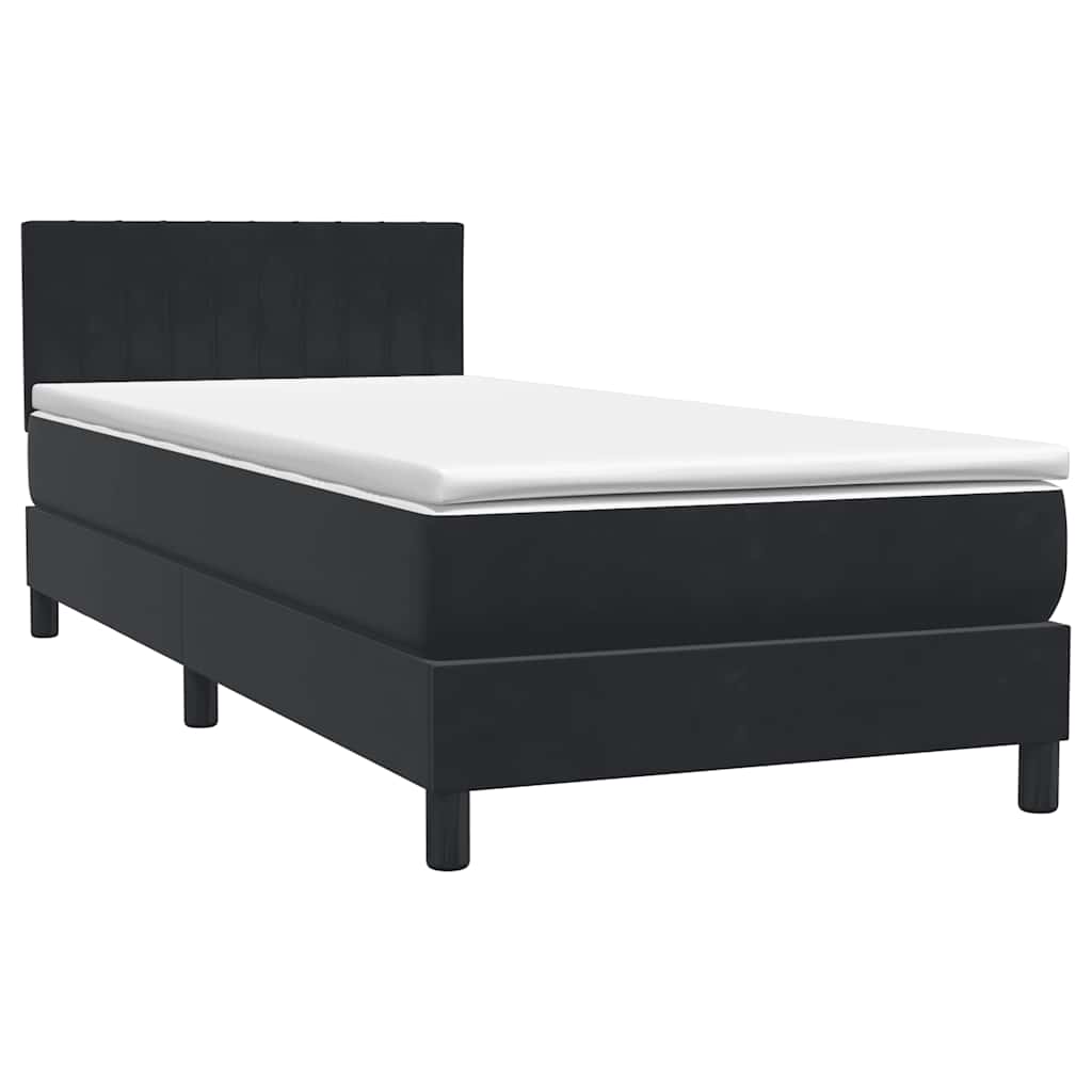 Letto a Molle con Materasso e LED Nero 90x210 cm in Velluto