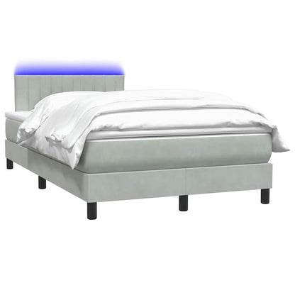 Letto a Molle con Materasso e LED Grigio Chiaro 120x210cm Velluto