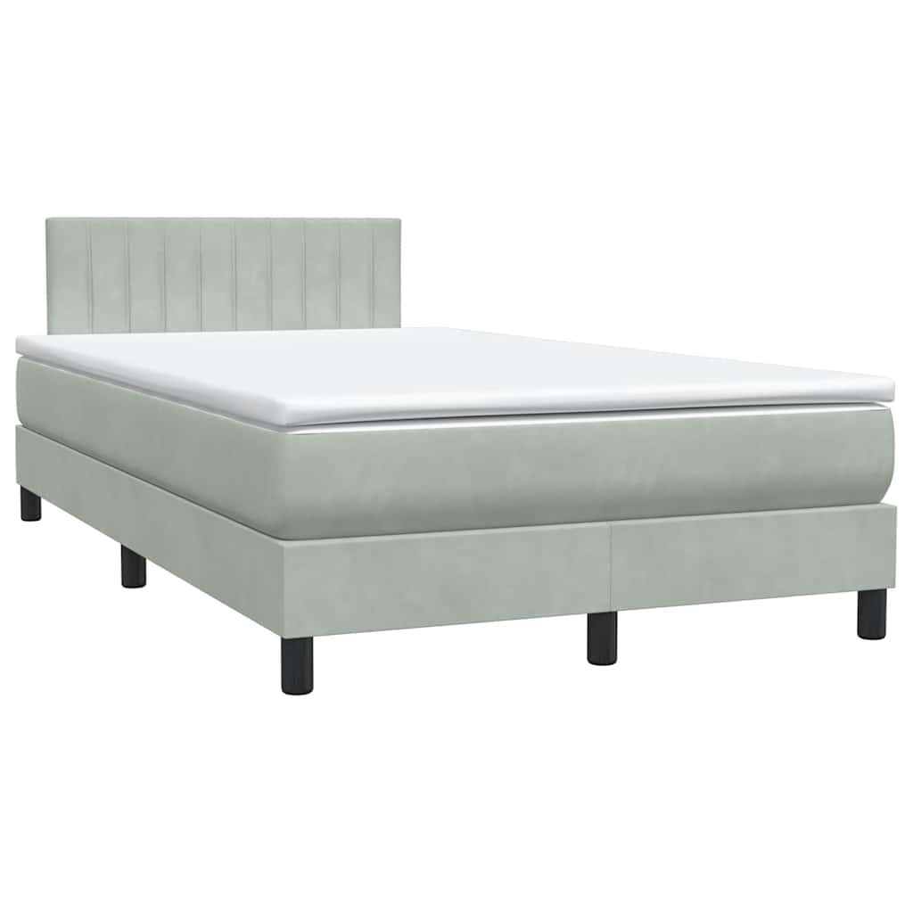 Letto a Molle con Materasso e LED Grigio Chiaro 120x210cm Velluto