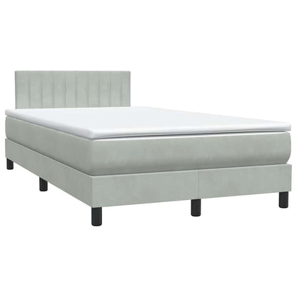 Letto a Molle con Materasso e LED Grigio Chiaro 120x210cm Velluto