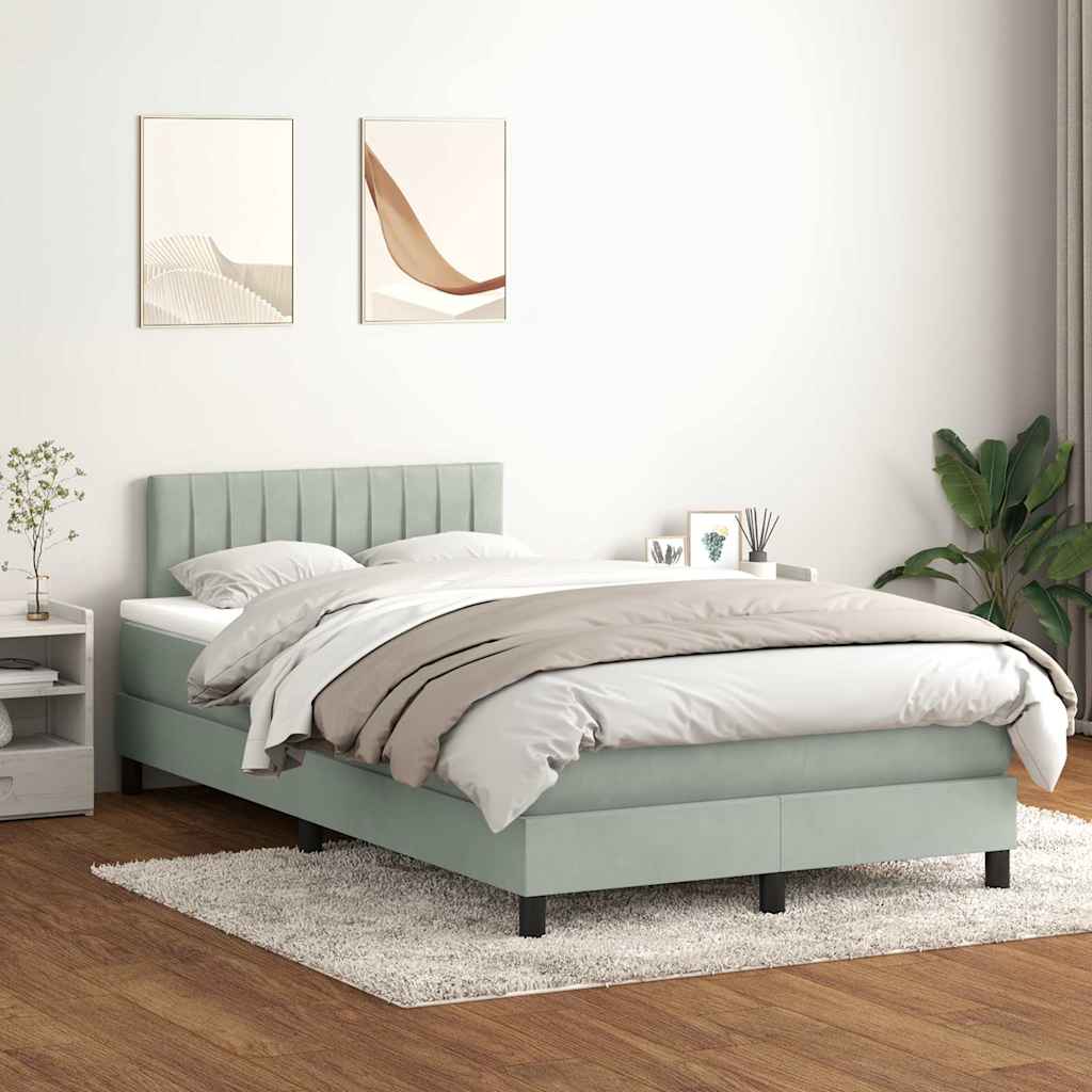 Letto a Molle con Materasso e LED Grigio Chiaro 120x210cm Velluto