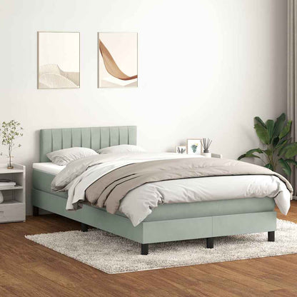 Letto a Molle con Materasso e LED Grigio Chiaro 120x210cm Velluto