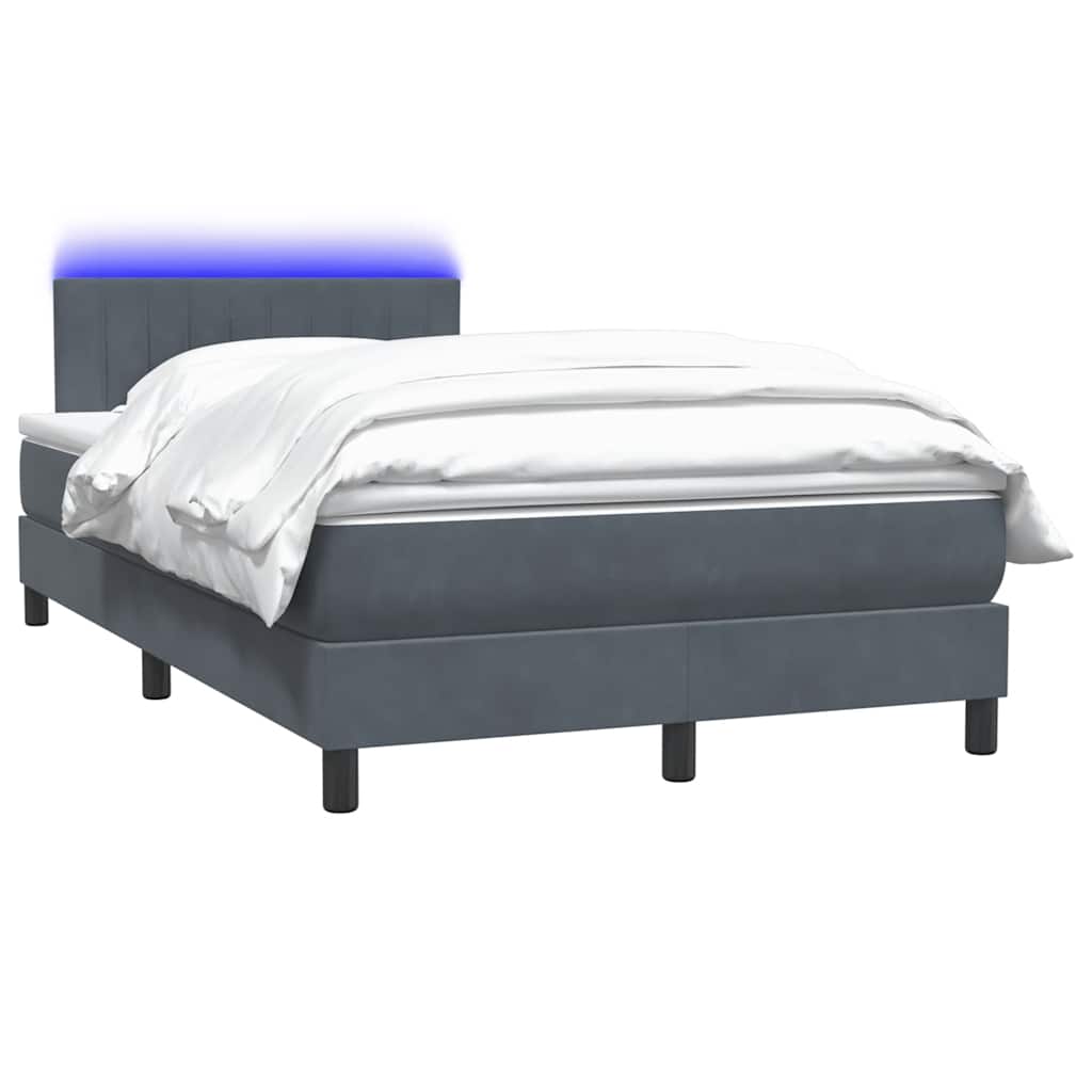 Letto a Molle con Materasso e LED Grigio Scuro 120x210 cm Velluto