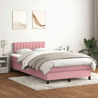 Letto a Molle con Materasso e LED Rosa 120x210 cm in Velluto