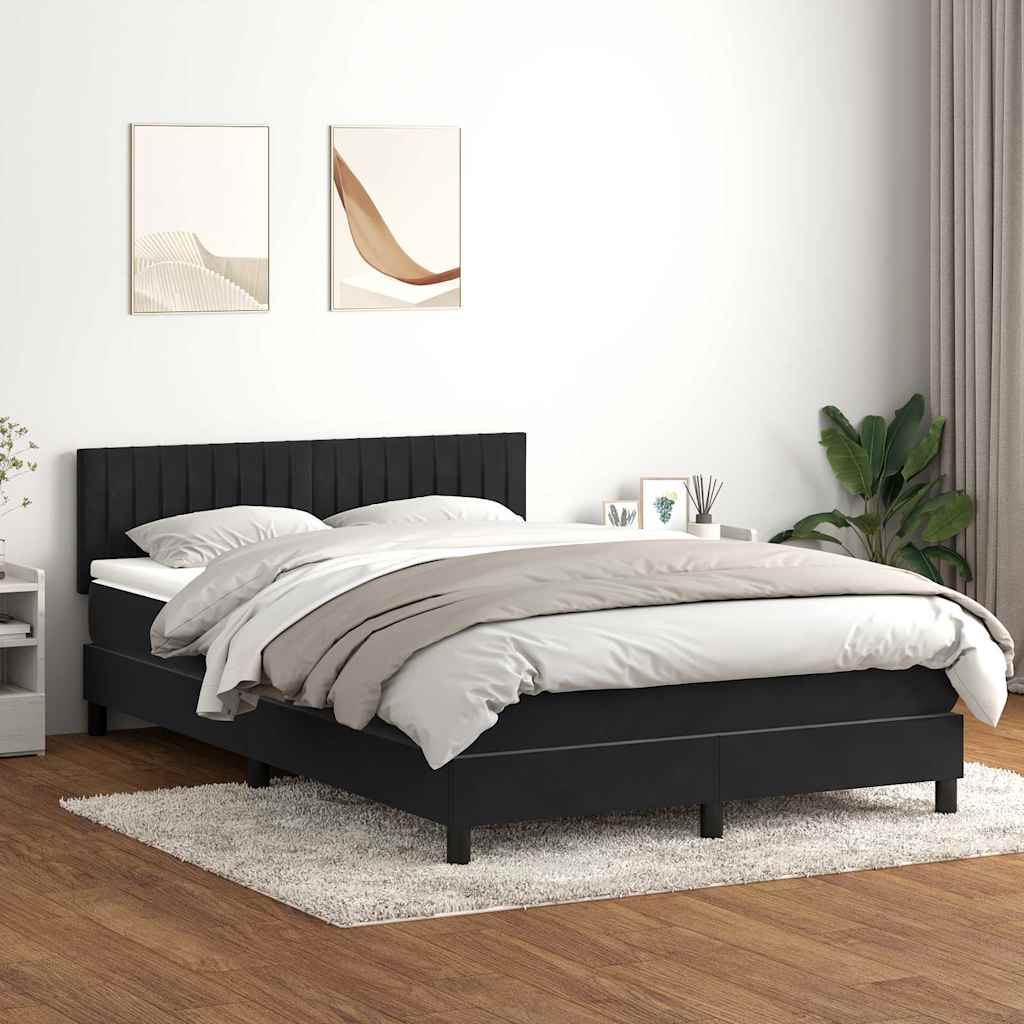 Letto a Molle con Materasso e LED Nero 140x210 cm in Velluto