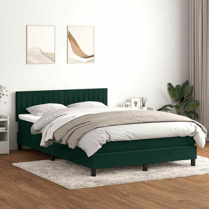 Letto a Molle con Materasso e LED Verde Scuro 140x210 cm Velluto