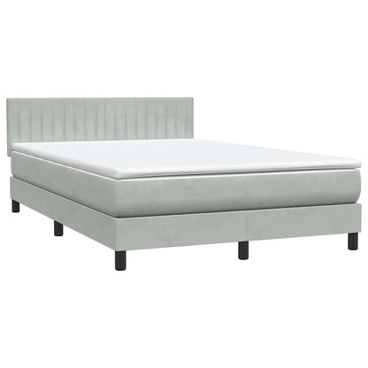 Letto a Molle con Materasso e LED Grigio Chiaro 160x210cm Velluto