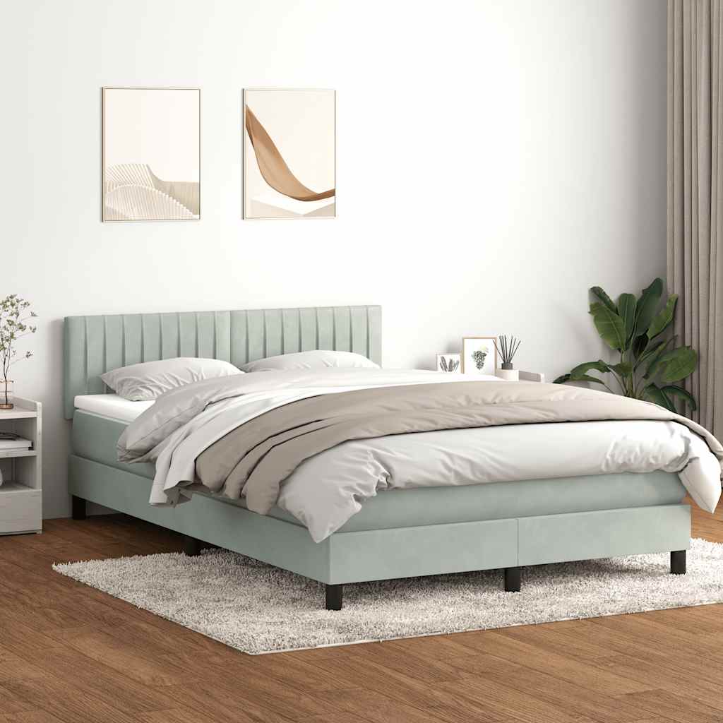 Letto a Molle con Materasso e LED Grigio Chiaro 160x210cm Velluto