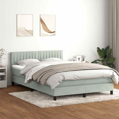 Letto a Molle con Materasso e LED Grigio Chiaro 160x210cm Velluto