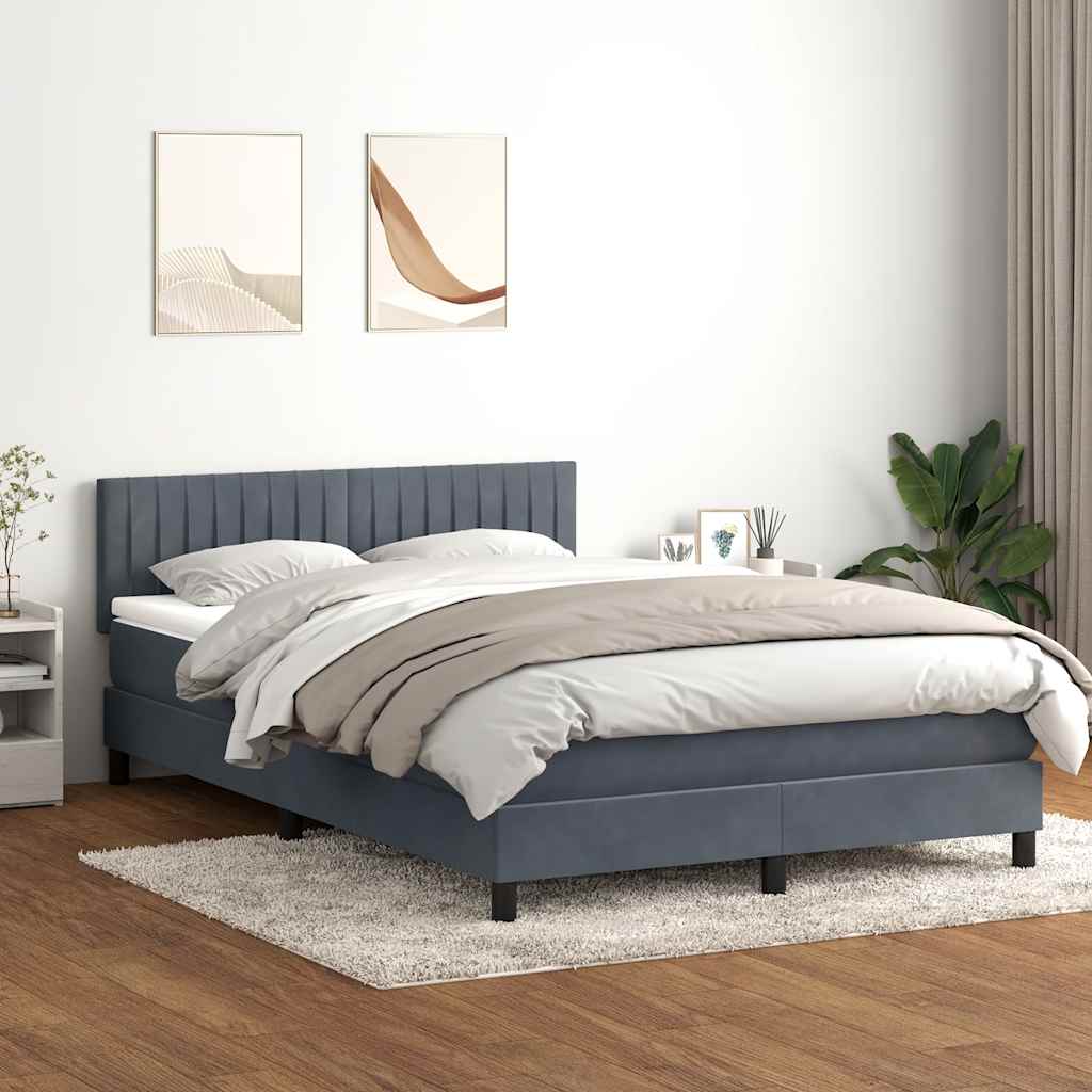 Letto a Molle con Materasso e LED Grigio Scuro 160x210 cm Velluto