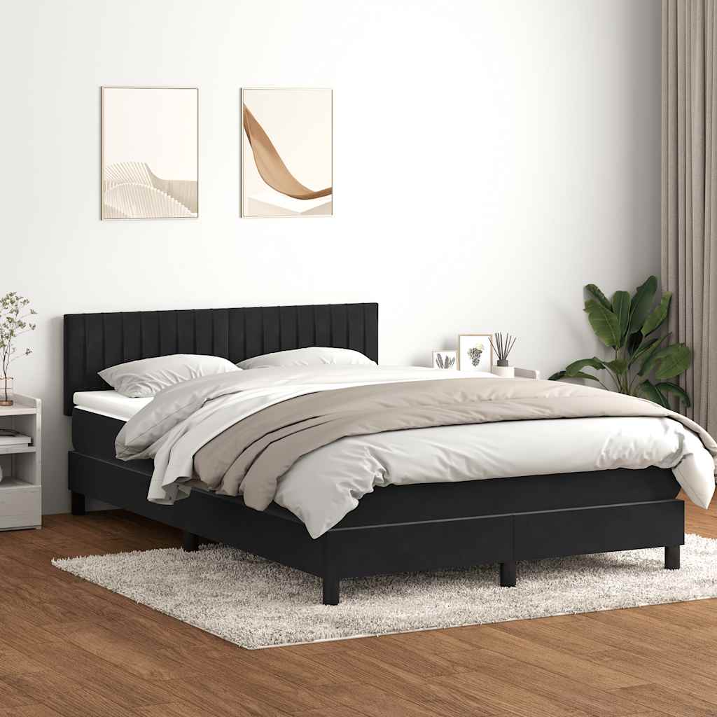 Letto a Molle con Materasso e LED Nero 160x210 cm in Velluto