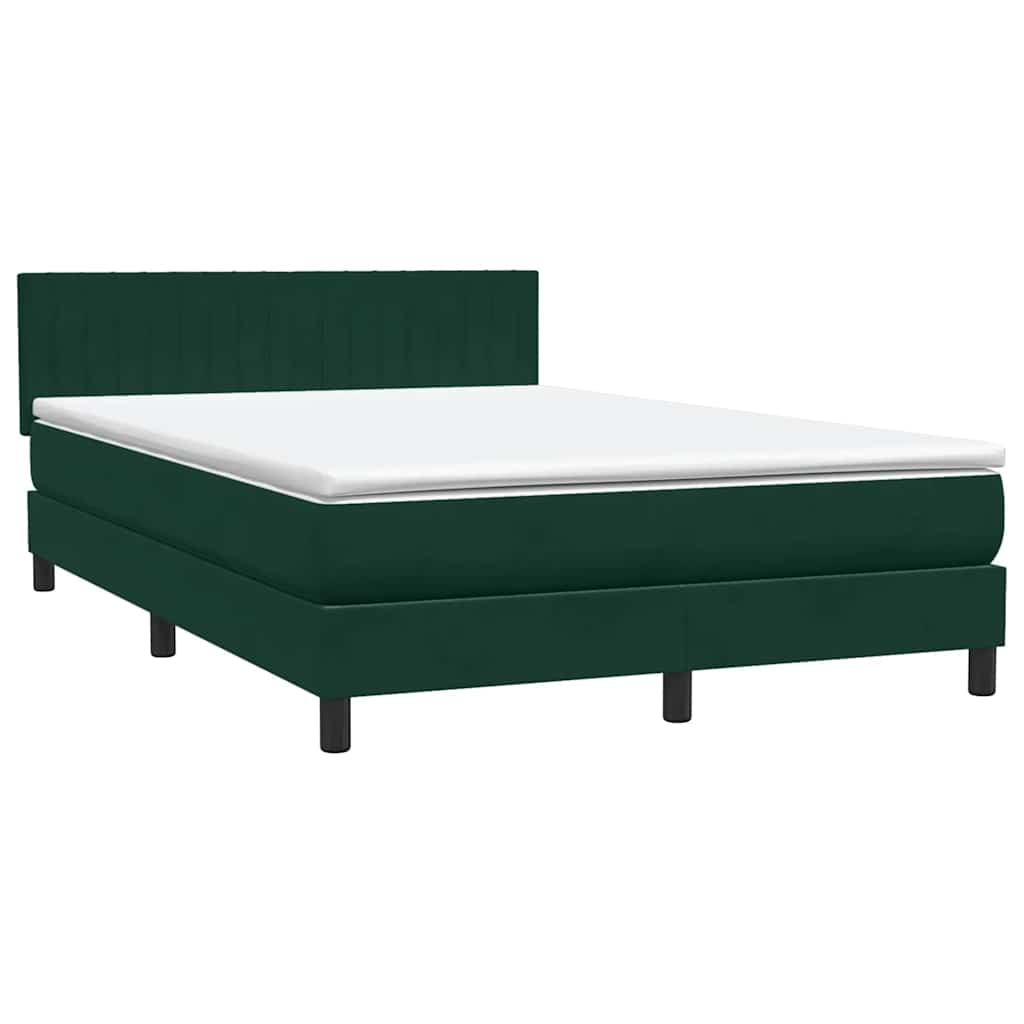 Letto a Molle con Materasso e LED Verde Scuro 160x210 cm Velluto