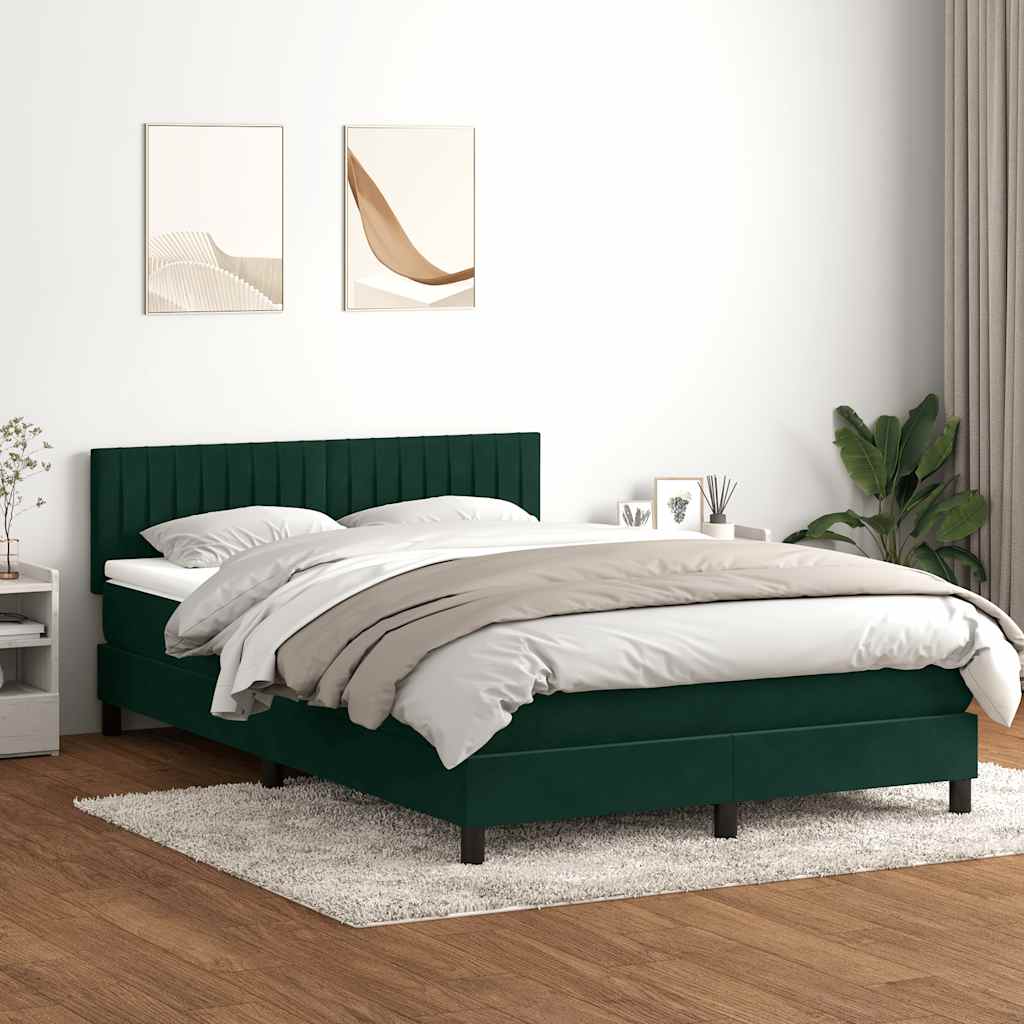 Letto a Molle con Materasso e LED Verde Scuro 160x210 cm Velluto