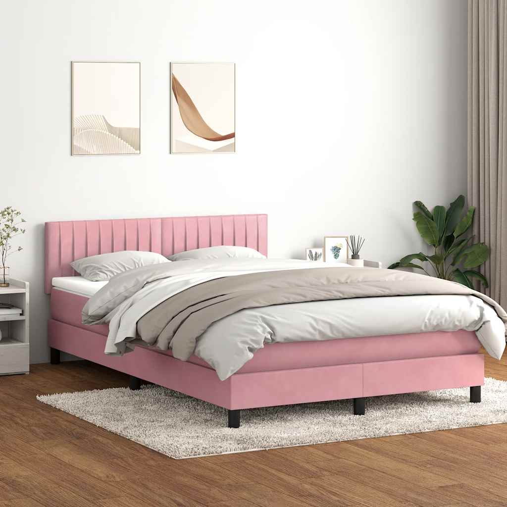 Letto a Molle con Materasso e LED Rosa 160x210 cm in Velluto