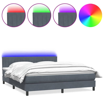 Letto a Molle con Materasso e LED Grigio Scuro 180x210 cm Velluto