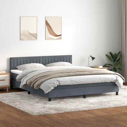 Letto a Molle con Materasso e LED Grigio Scuro 180x210 cm Velluto